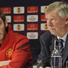 David De Gea y sir Alex Ferguson, en la rueda de prensa previa al partido ante el Athletic.