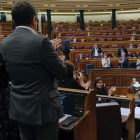El presidente del Gobierno, Pedro Sánchez, ayer, en el Congreso de los Diputados. J. P. GANDUL