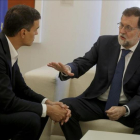 Sánchez y Rajoy, este jueves en el palacio de la Moncloa