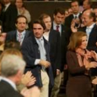 El presidente Aznar y su esposa Ana Botella el pasado 5 de octubre en el Auditorio de León
