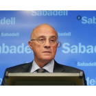 Josep Oliu, presidente del Sabadell, en la última junta de accionistas.