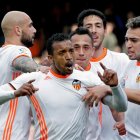 Zaza celebra el primer gol contra el Athletic. JUAN CARLOS CÁRDENAS