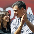 El secretario del PSOE, Pedro Sánchez, durante su intervención en la fiesta de la Rosa del PSC. A.D.