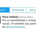 El tuit de Rosa Valdeón. DL