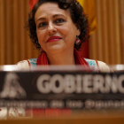 Magdalena Valerio, durante la comisión en la que ha intervenido en el Congreso de los Diputados. /
