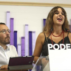 Rueda de prensa tras el Consejo de Coordinación de Podemos a cargo de Pablo Echenique y Noelia Vera.