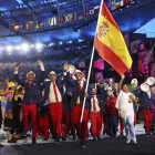 El tenista español Rafa Nadal encabezando la delegación española en la ceremonia inaugural de los JJOO de Río 2016.