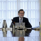 El presidente del Gobierno, Mariano Rajoy, en la primera reunión del nuevo Consejo de Ministros de esta legislatura.