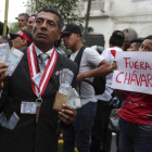 Protesta contra el fiscal general Pedro Chávarry en Lima, Perú.
