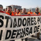 Estibadores del puerto de Pasaia (Guipúzcoa), durante una protesta.