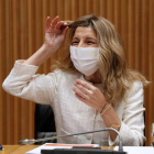 La ministra de Empleo, Yolanda Díaz, ayer en el Congreso. J .J GUILLÉN