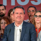 El candidato del PSOE, Juan Espadas, comparece ante los medios. JULIO MUÑOZ