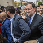El presidente del PP, Mariano Rajoy, en un acto electoral que celebró este miércoles en Valencia