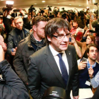 El expresidente Carles Puigdemont durante una de sus actividades en Bruselas. OLIVIER HOSLET