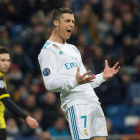 Cristiano Ronaldo durante el partido del Madrid frente al Borussia Dortmund. RODRIGO