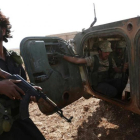 Efectivos de las Fuerzas Democráticas de Siria en la localidad de Tell Rifaat, al norte de la provincia de Alepo.