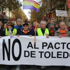 Manifestación de pensionistas, este sábado, en Barcelona.