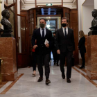 Santiago Abascal e Iván Espinosa de los Monteros en el Congreso. EMILIO NARANJO