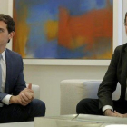 Mariano Rajoy, durante la reunión que mantuvo con Albert Rivera, de Ciudadanos, en el Palacio de la Moncloa.