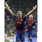 Xavi celebra uno de sus goles con el Barcelona.