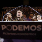 Pablo Iglesias, en un acto electoral de Podemos el pasado mayo, en Madrid.