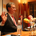 Eduardo Castiñeiras, durante su única rueda de prensa, en marzo de este año.