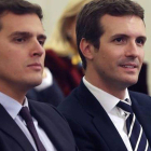 El líder de Ciudadanos, Albert Rivera (izquierda), y el del PP, Pablo Casado, en una imagen de archivo.