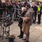 Ponsatí, esta mañana, hablando a la prensa en Edimburgo