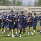 La plantilla de la Cultural durante un entrenamiento de la pasada temporada.