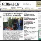 El rotativo francés habla de «atentados mortales en serie» en su portada. Califica los hechos como el 11 de septiembre español