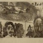 Imagen de uno de los aguafuertes de la serie Suite 347 a la que pertenecen las tres obras de Picasso
