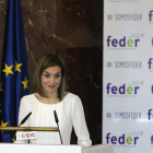 La reina Letizia durante su intervención en un encuentro de la Feder en el año que acabó. ZIPI
