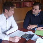 Rodríguez y Rivas, durante el encuentro de ayer. V.A.
