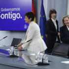 Nadia Calviño y las ministras Isabel Rodríguez, Diana Morant y Pilar Llop, ayer. JUAN CARLOS HIDALGO