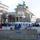 Barreras de hormigón junto a la Puerta de Brandenburgo, en Berlín, en diciembre del 2016