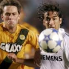 El capitán del Madrid disputa un balón con un jugador del Galaxy