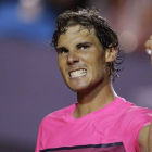 Rafa Nadal celebra ganar el partido contra Pablo Cuevas de Uruguay en el abierto de Río de Janeiro.