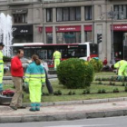 Los jardineros comenzaron ayer a replantar los jardines de la ciudad, como el de Santo Domingo