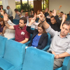 Los consejeros comarcales —con la ausencia de IAP— votando uno de los puntos ayer.