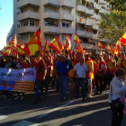 Cabecera de la manifestación a favor de la unidad de España que el sábado tuvo lugar por las calles de Mataró.