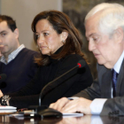 Jorge Marcos, María de Diego y Guillermo García, ayer en León. MARCIANO PÉREZ