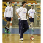 Dacevic, Jorge García Vega y Juan Castro, durante un entrenamiento del Ademar.