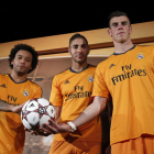 Marcelo, Benzema y Bale participaron ayer en un spot publicitario.