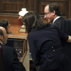 Rubalcaba, Rodríguez y Alonso hablaban ayer en el Congreso de los Diputados.
