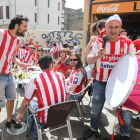 La afición del equipo sportinguista, el pasado mes de abril en Ponferrada.