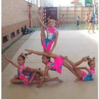 Las gimnastas leonesas, durante un momento de la competición