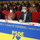 Pedro Sánchez durante el Comité Federal del PSOE celebrado ayer para analizar la situación de Ucrania. EMILIO NARANJO