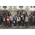 Una composición de los tres colectivos de trabajadores de Endesa que ayer fueron homenajeados por la