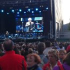 Un instante de la actuación del humorista León Harlem, incluida en el concierto Músicos en la Montaña. F.P.N.