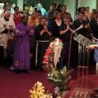 El padre de Terri Schiavo, durante el servicio celebrado ayer en memoria de la fallecida
